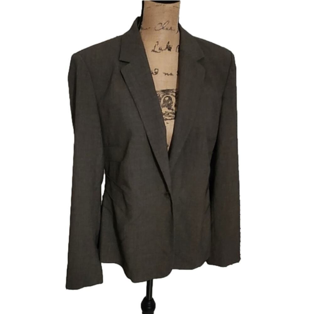 Calvin Klein Brown Blazer Jacket Professional Office Wear Business Size 12